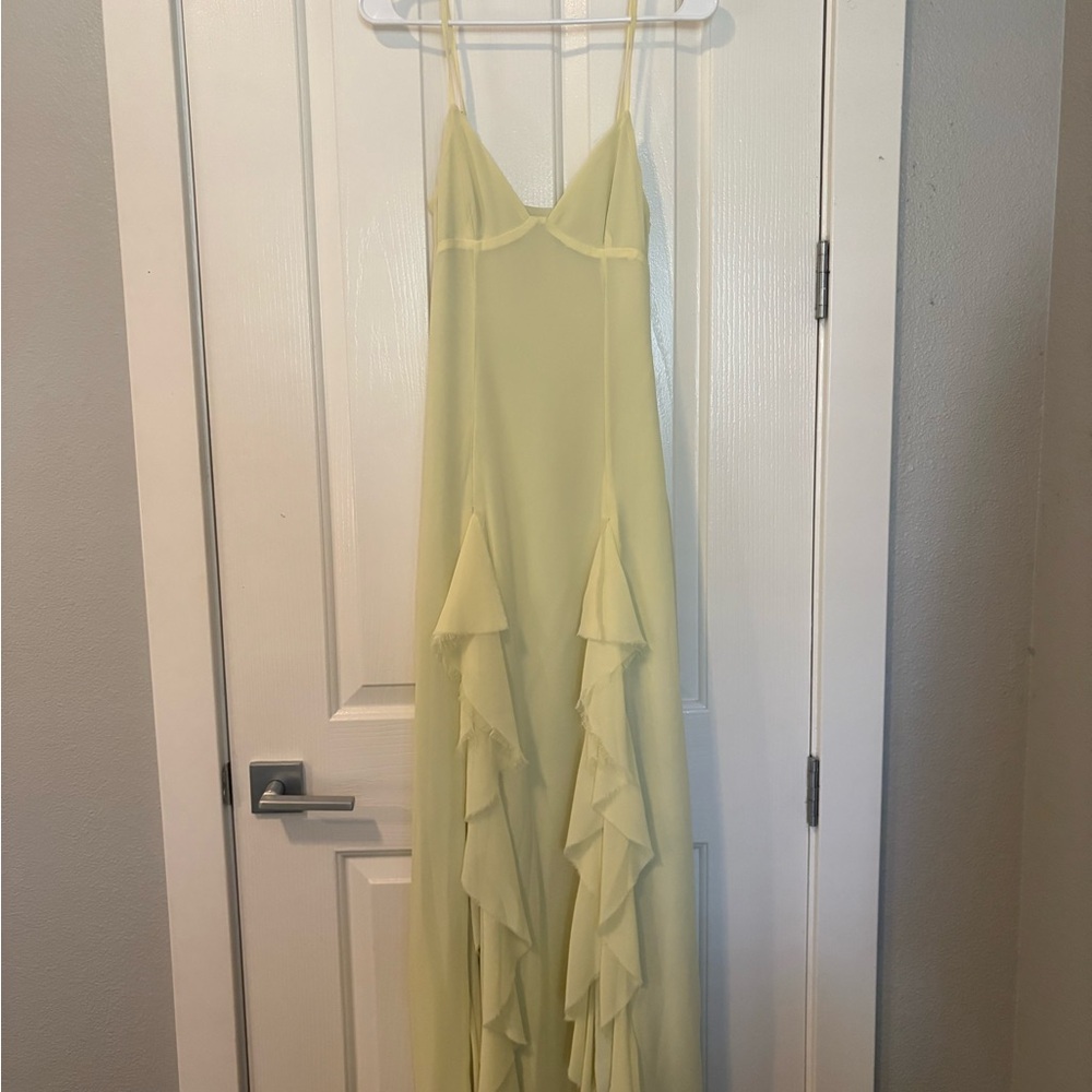 White Fox Boutique Light Yellow Ruffle Dress